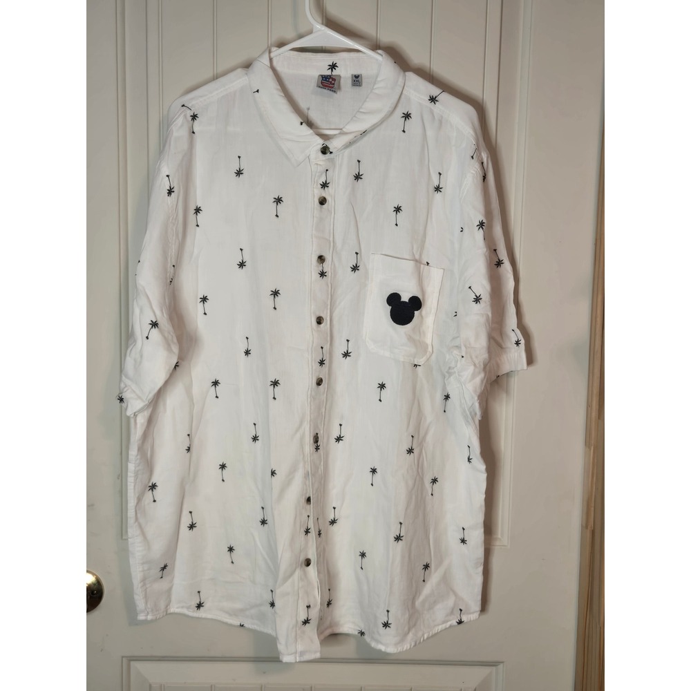 Junk Food x Disney Mickey Mouse Palm Tree Button Up Shirt Men's XXL White